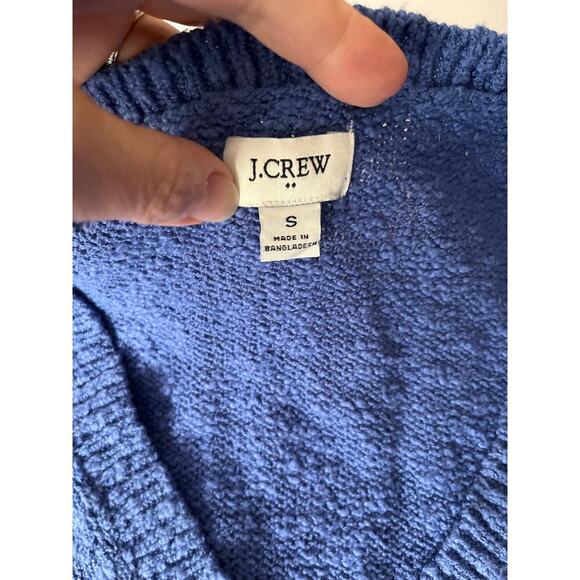 J.Crew Sweater Small Blue 100% Cotton V Neck Textured Knit Long Sleeve Casual - Picture 7 of 12